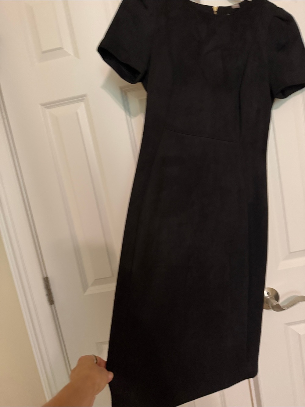 Calvin Klein faux suede Black Short-Sleeve Womens Dress